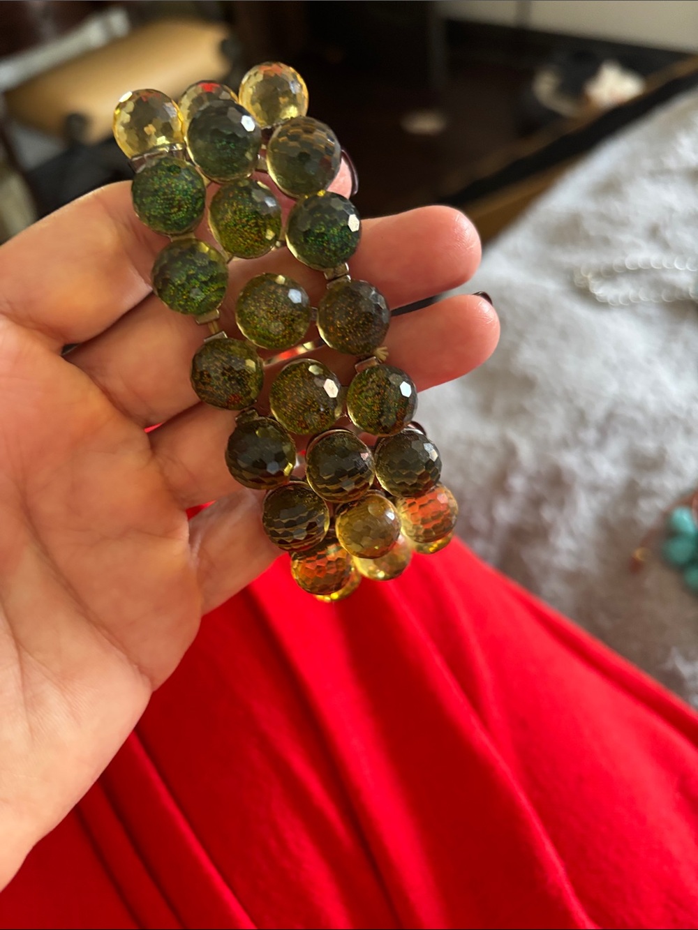 Green Glass Beads Chunky Bracelet - Picture 2 of 2